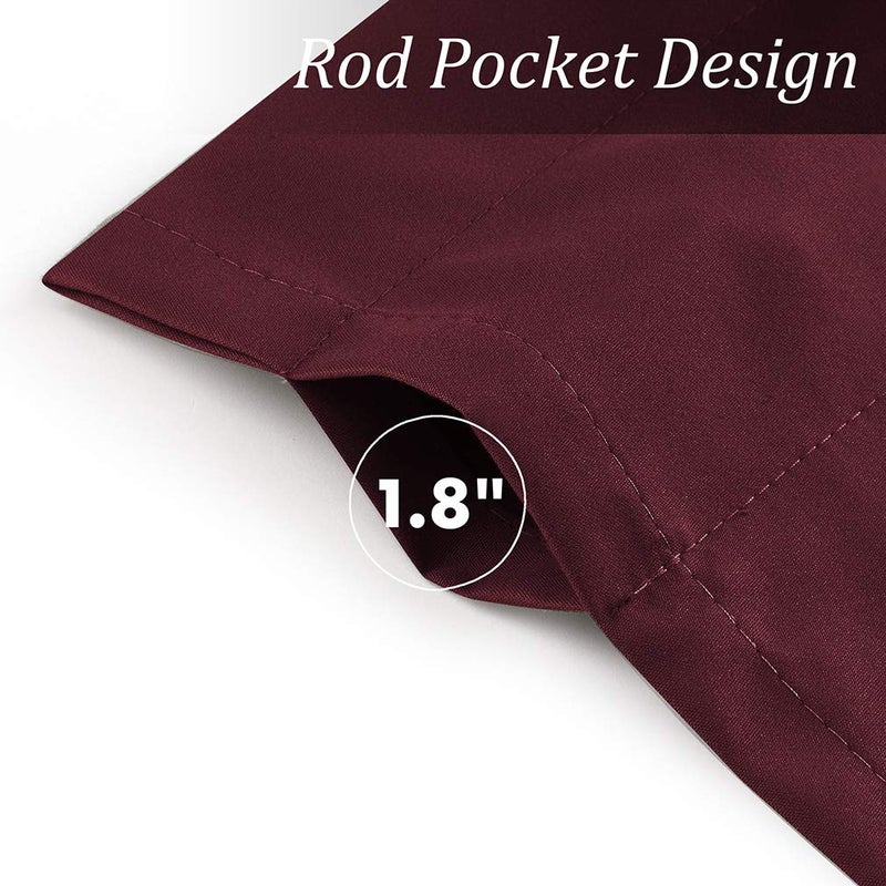 Valea Home Blackout Valance Curtains Waterproof Soft Rod Pocket Valance for Kitchen and Bathroom Window Room Darkening Valances for Bedroom, 2 Panels, 52 inch x 18 inch, Burgundy Red - Image 3